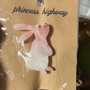 Princess Highway Pink & White Resin Bunny Brooch 1353